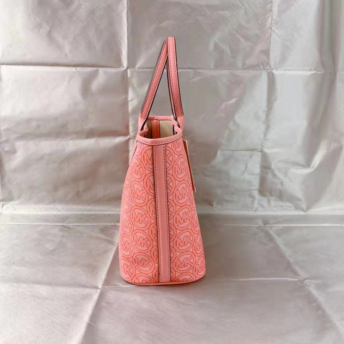 MICHAEL KORS 35H1T2JT1C Jodie Small Logo Jacquard Tote Bag In Sherbert MICHAEL KORS 35H1T2JT1C Jodie Small Logo Jacquard Tote Bag In Sherbert